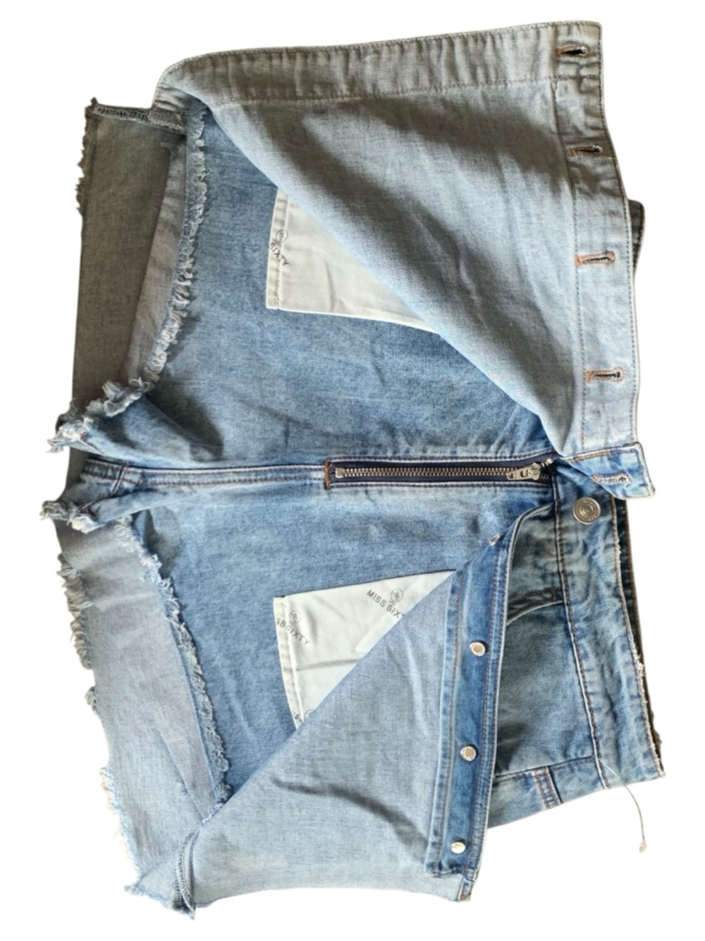 Archive Miss Sixty Denim Culotte Mini Skirt Y2K-Adjacent Button Front Size M 29 - Picture 15 of 16
